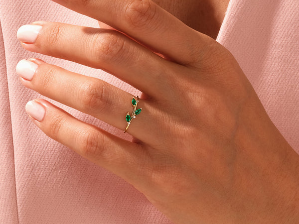 Nature Inspired Emerald Birthstone Ring