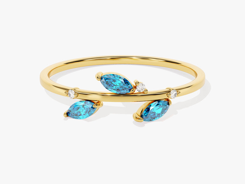 Nature Inspired Blue Topaz Birthstone Ring