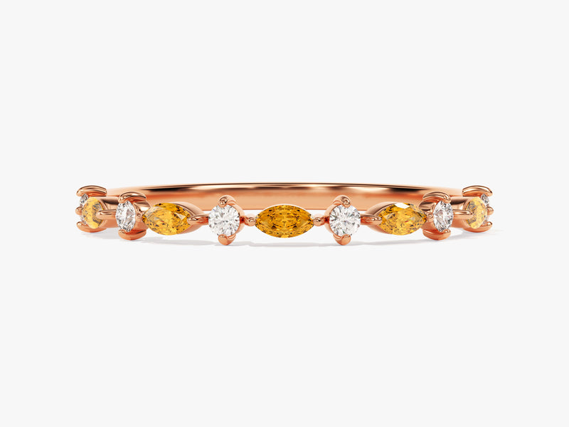 Half Eternity Marquise Citrine Birthstone Ring