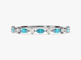 Half Eternity Marquise Blue Topaz Birthstone Ring