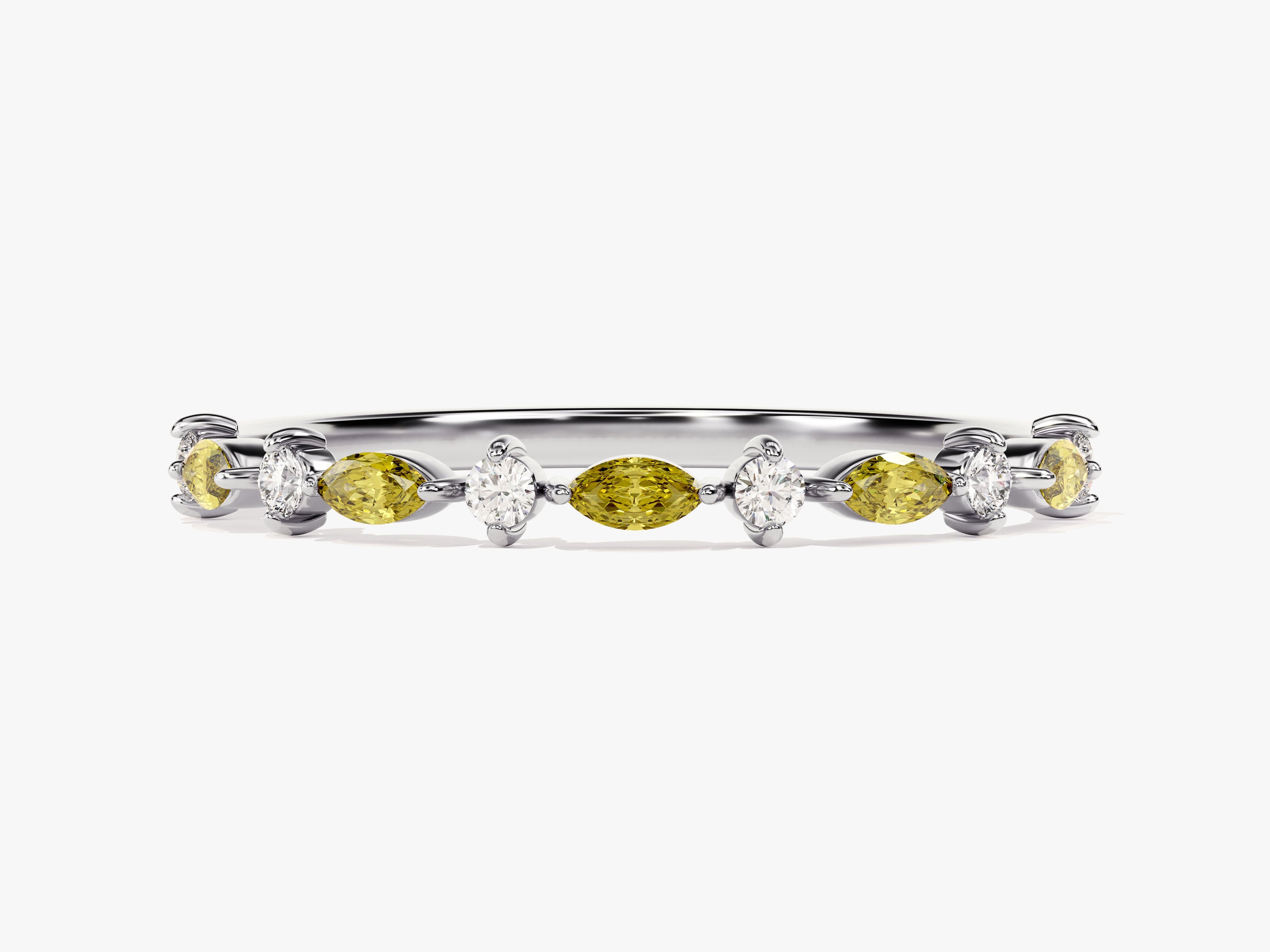 Half Eternity Marquise Peridot Birthstone Ring