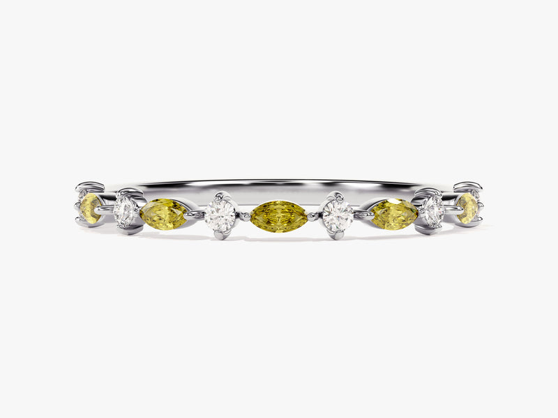 Half Eternity Marquise Peridot Birthstone Ring