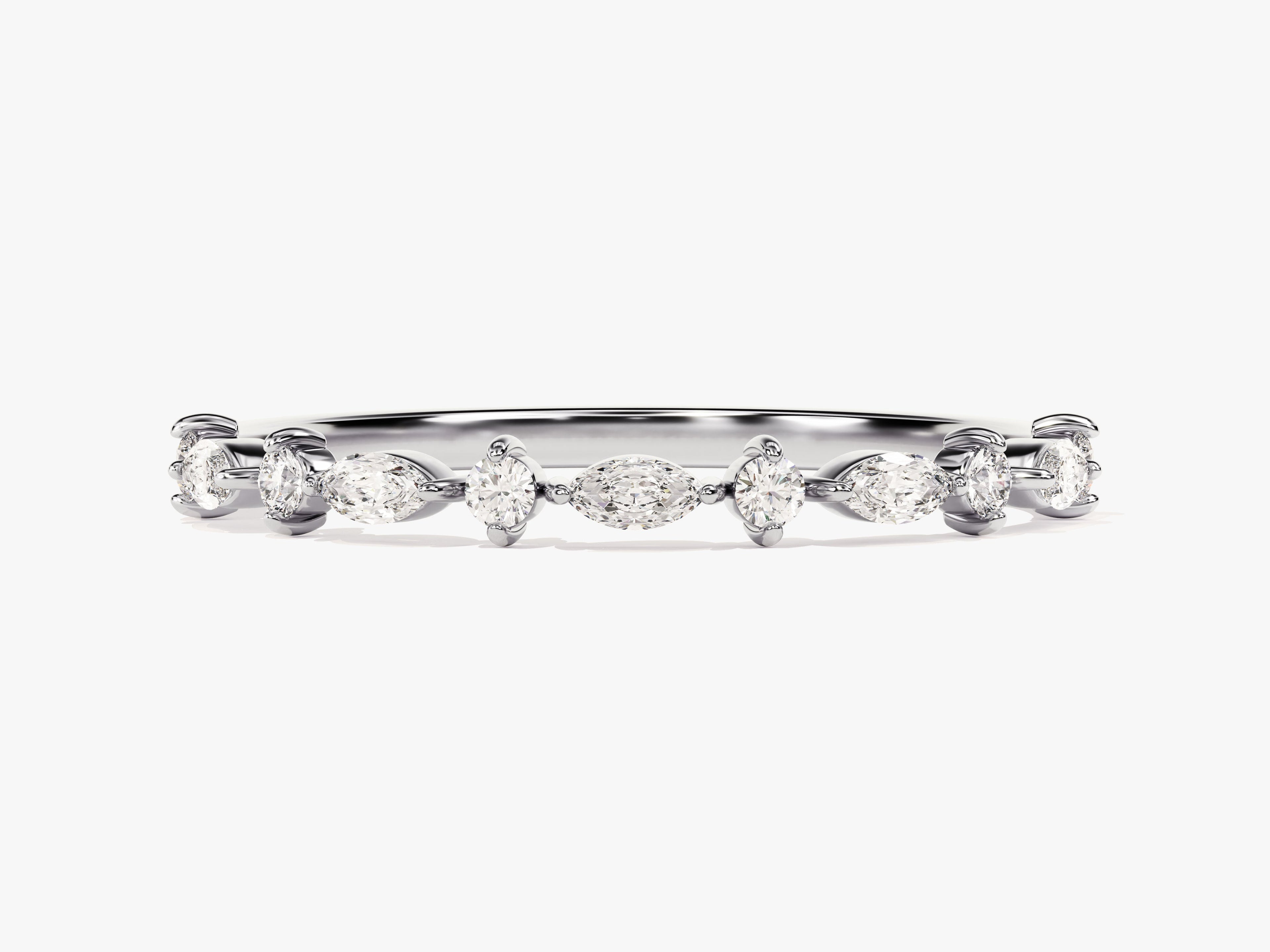 Half Eternity Marquise Diamond Birthstone Ring