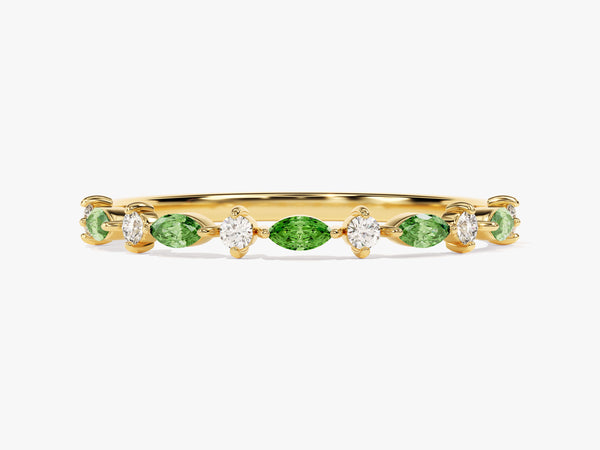 Half Eternity Marquise Emerald Birthstone Ring