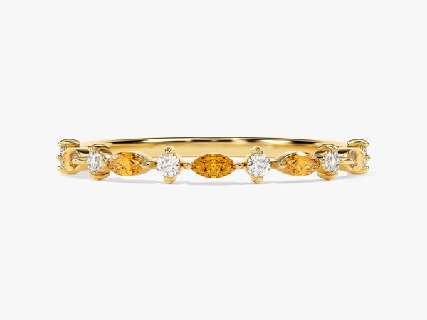 Half Eternity Marquise Citrine Birthstone Ring