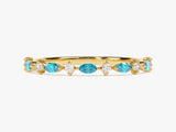 Half Eternity Marquise Blue Topaz Birthstone Ring