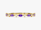 Half Eternity Marquise Amethyst Birthstone Ring