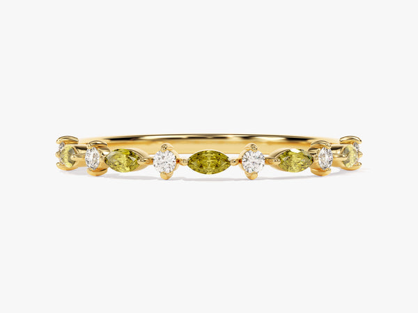 Half Eternity Marquise Peridot Birthstone Ring