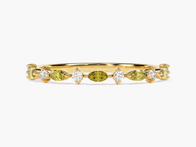 Half Eternity Marquise Peridot Birthstone Ring