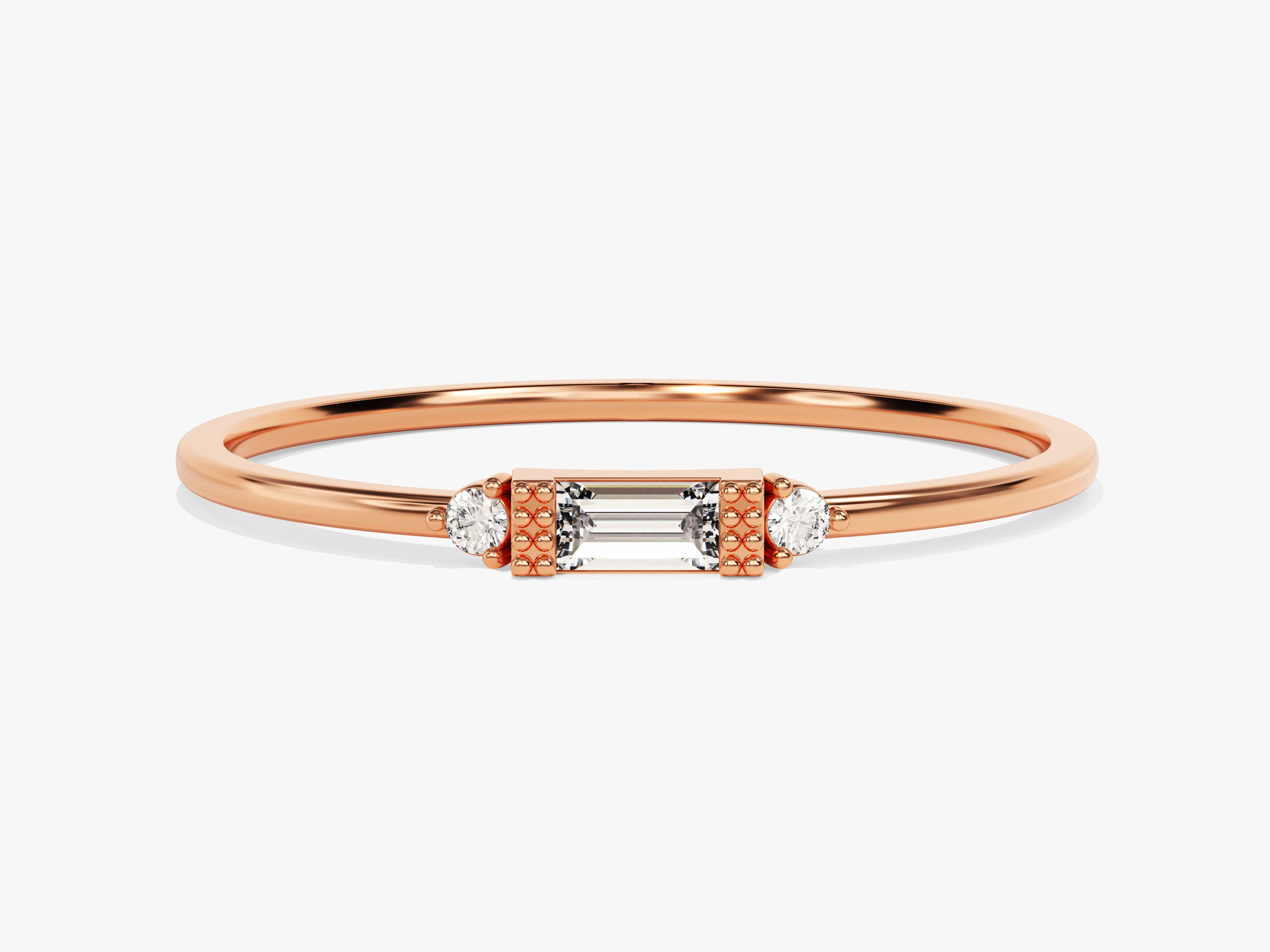 Tiny Baguette Diamond Birthstone Ring