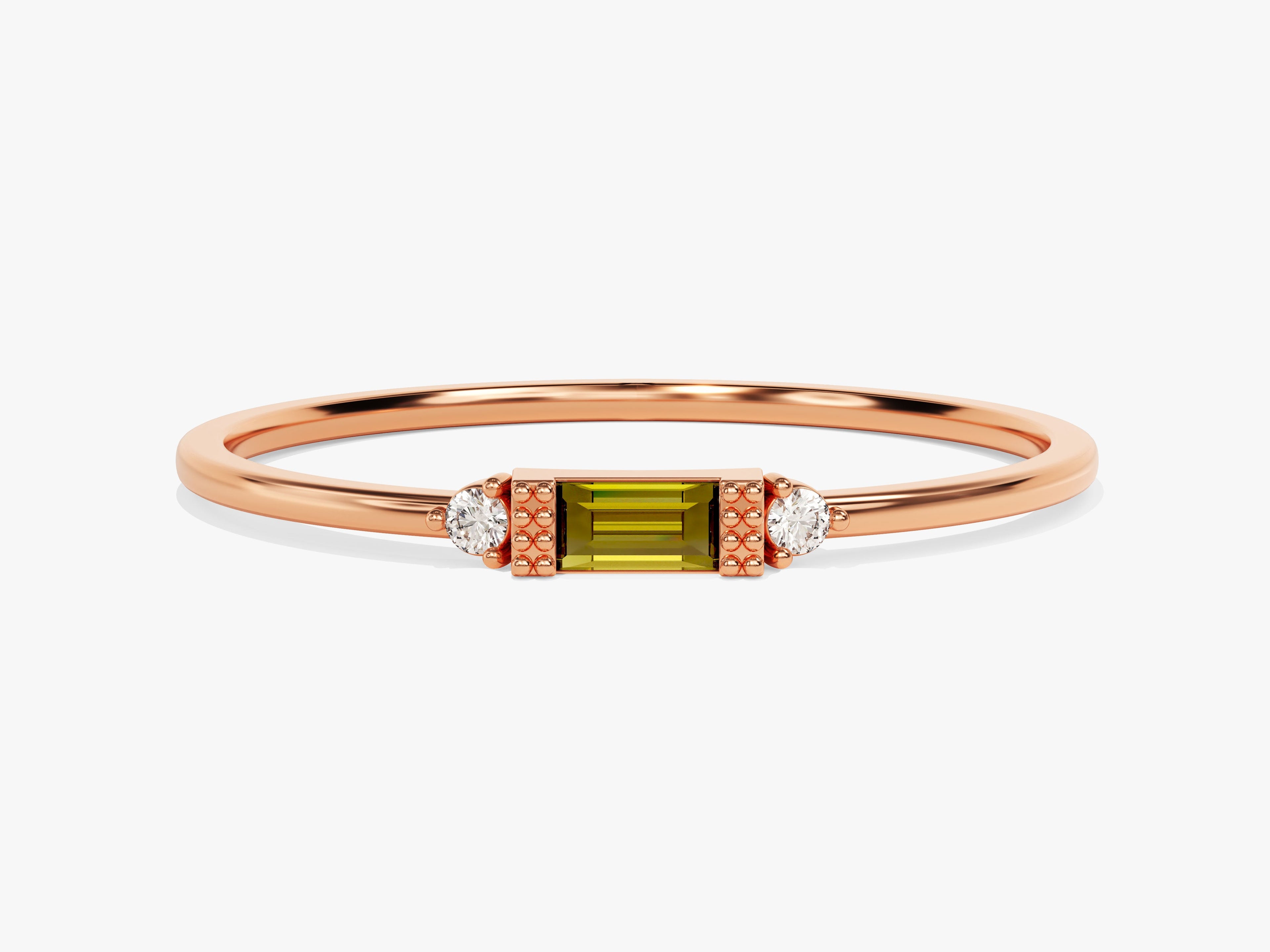 Tiny Baguette Peridot Birthstone Ring