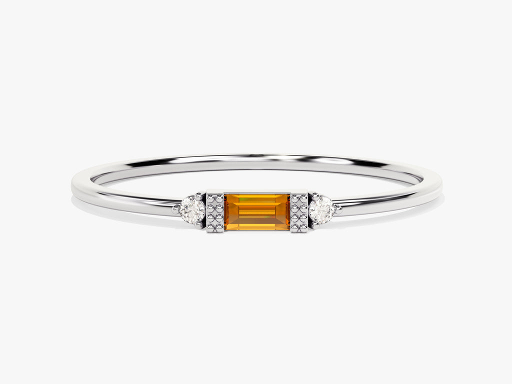Tiny Baguette Citrine Birthstone Ring