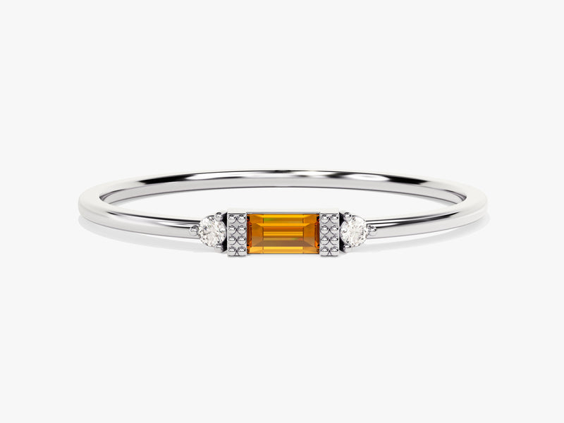 Tiny Baguette Citrine Birthstone Ring