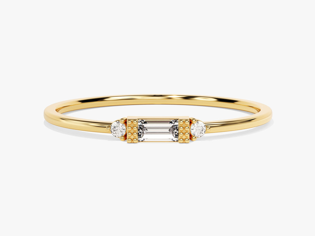 Tiny Baguette Diamond Birthstone Ring