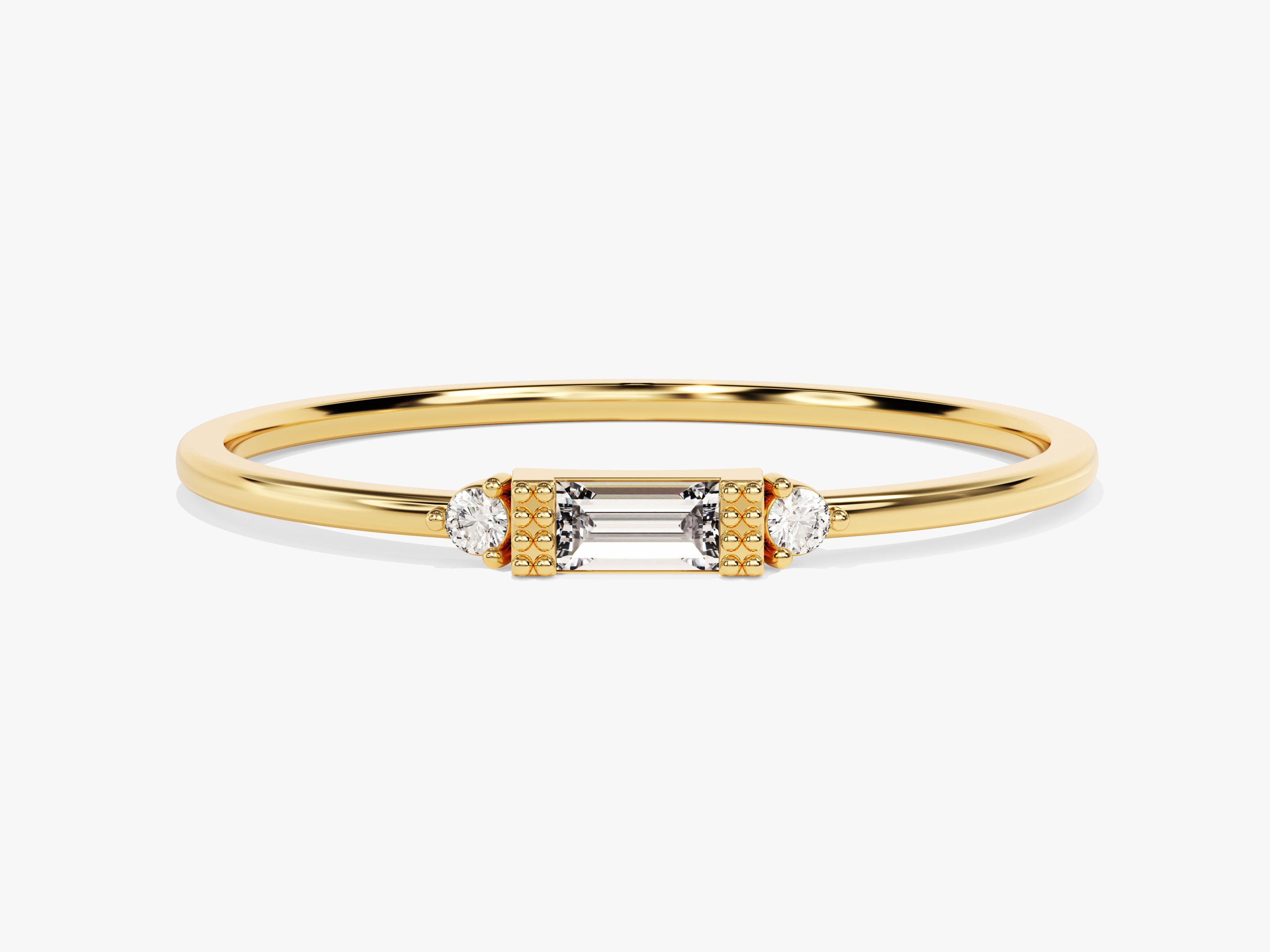Tiny Baguette Diamond Birthstone Ring