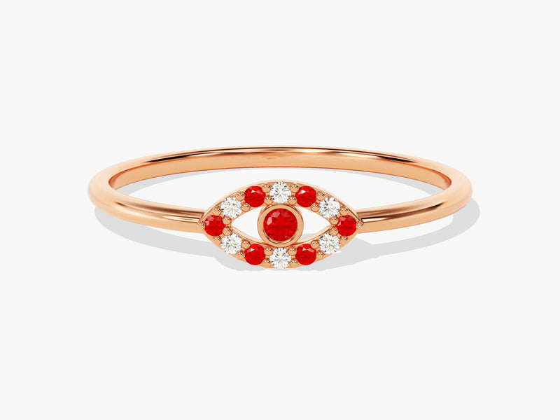 Evil Eye Ruby Birthstone Ring