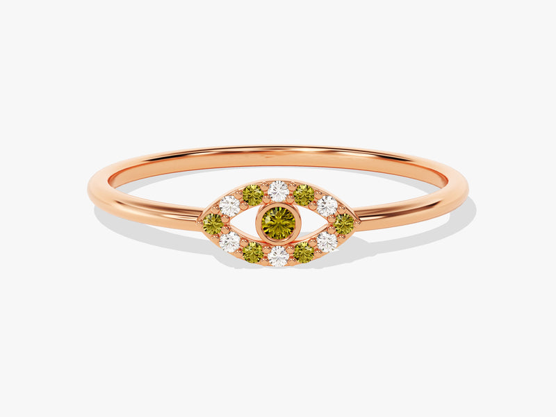 Evil Eye Peridot Birthstone Ring