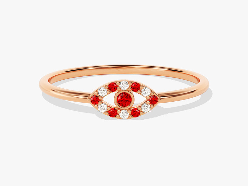 Evil Eye Garnet Birthstone Ring