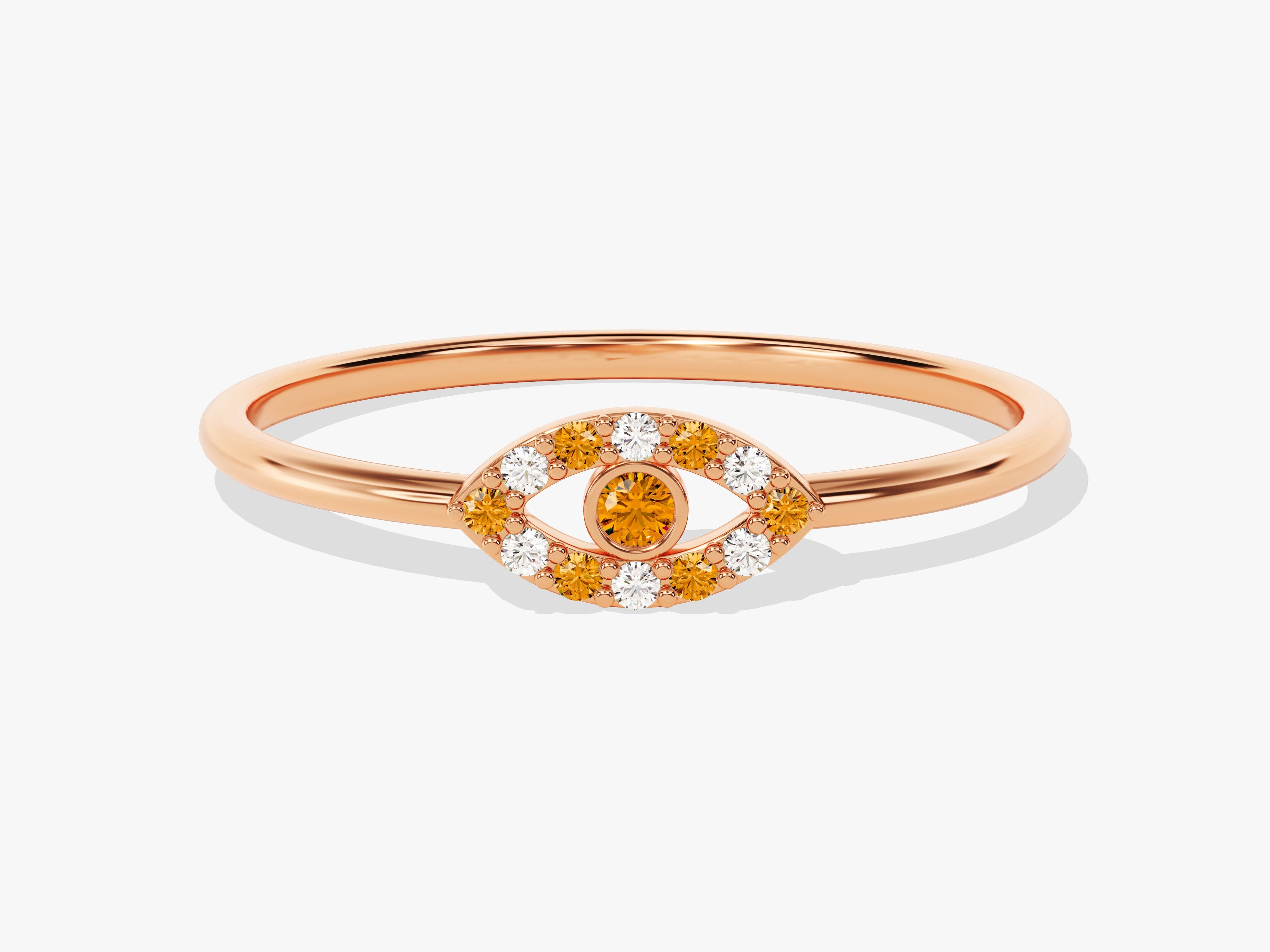 Evil Eye Citrine Birthstone Ring