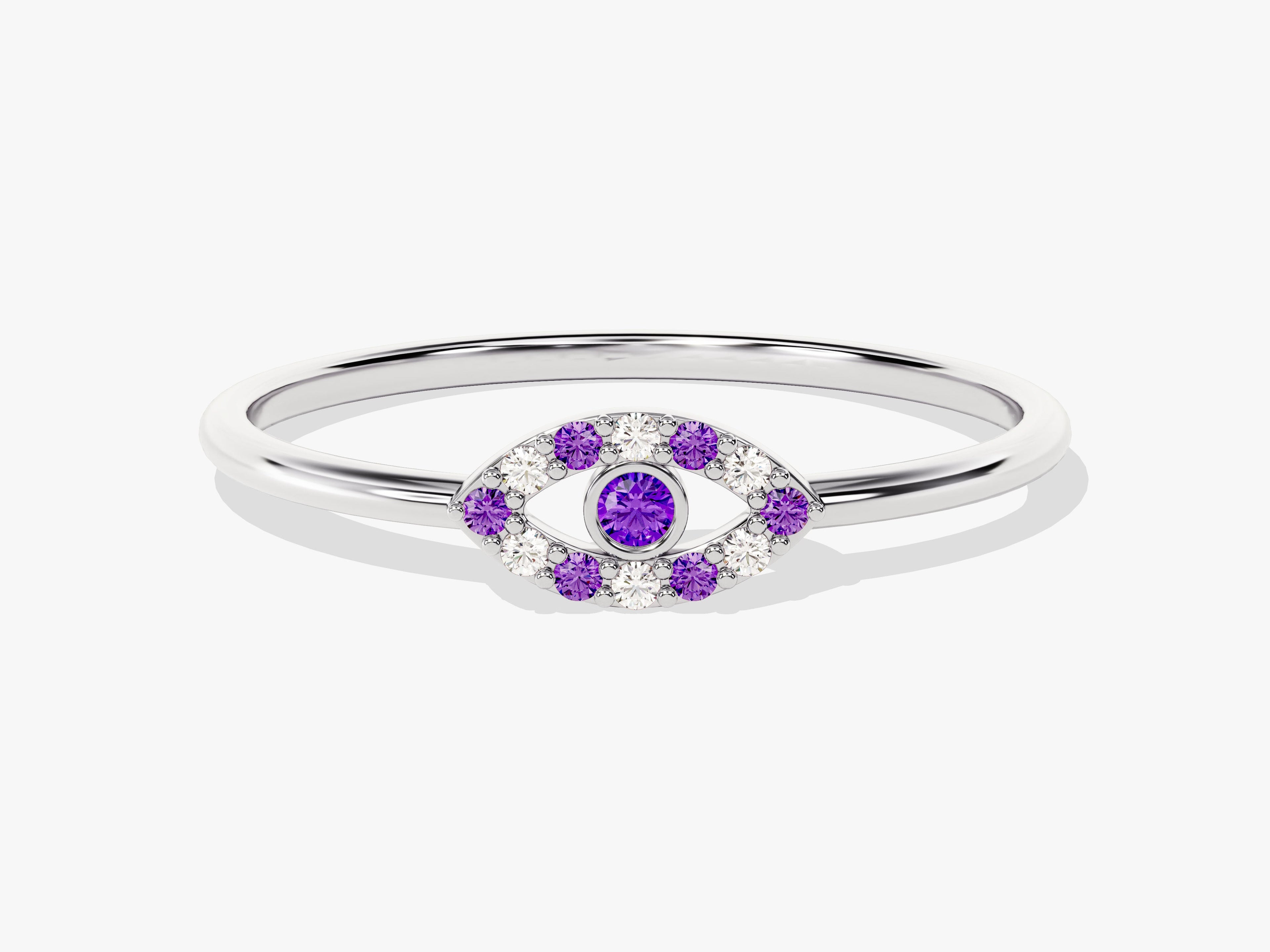 Evil Eye Amethyst Birthstone Ring