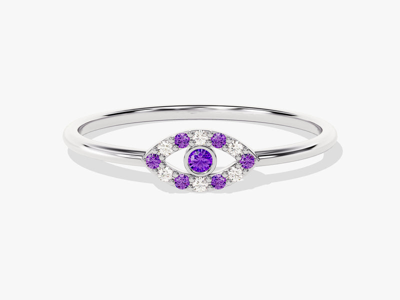 Evil Eye Amethyst Birthstone Ring