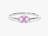 Evil Eye Pink Tourmaline Birthstone Ring