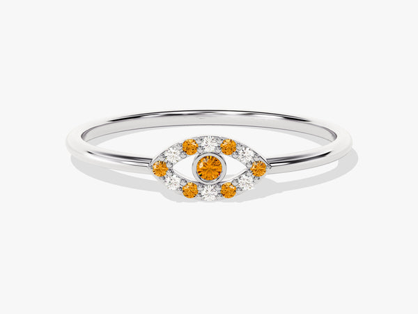 Evil Eye Citrine Birthstone Ring