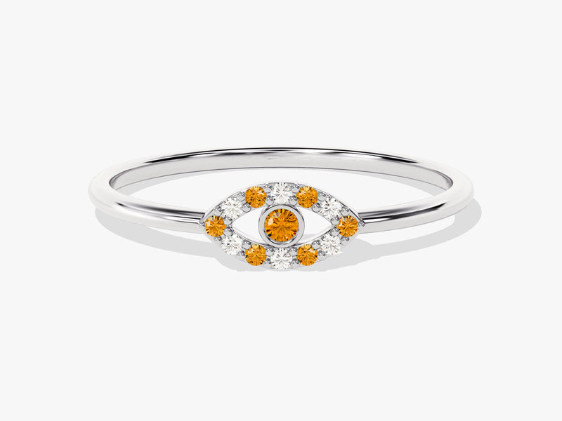 Evil Eye Citrine Birthstone Ring