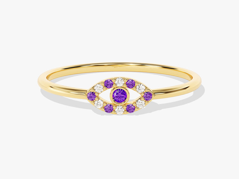 Evil Eye Amethyst Birthstone Ring