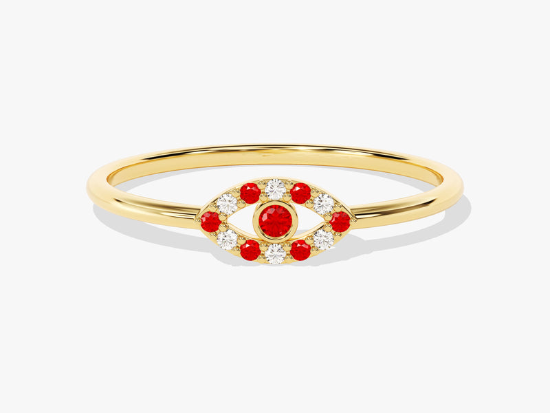 Evil Eye Ruby Birthstone Ring