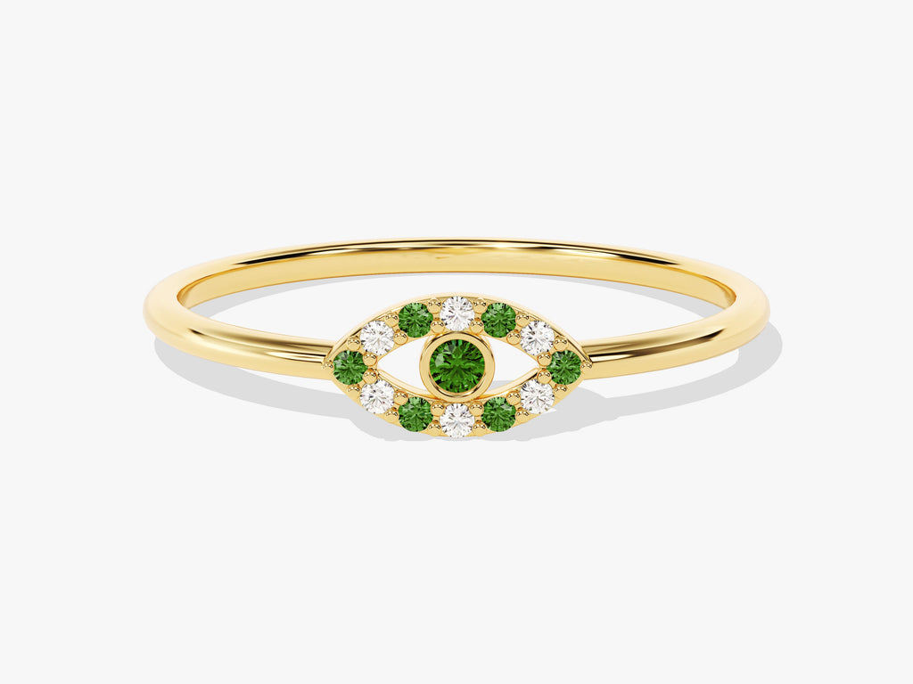 Evil Eye Emerald Birthstone Ring