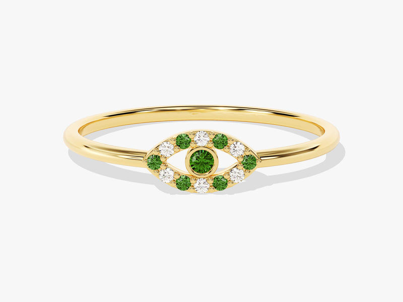 Evil Eye Emerald Birthstone Ring