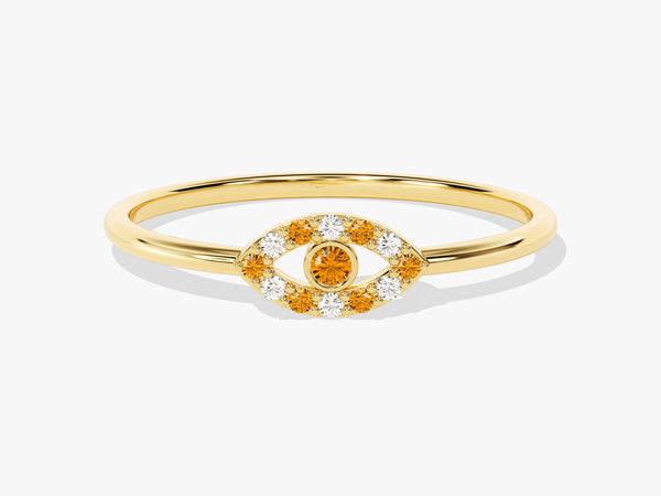 Evil Eye Citrine Birthstone Ring