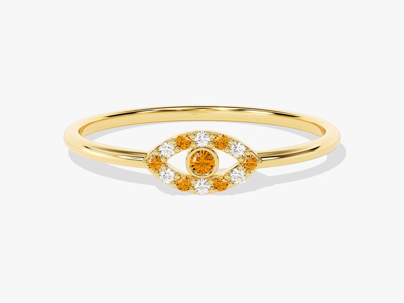 Evil Eye Citrine Birthstone Ring