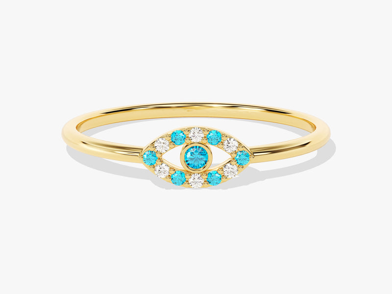 Evil Eye Blue Topaz Birthstone Ring