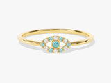 Evil Eye Aquamarine Birthstone Ring