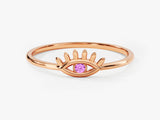 Guardian Evil Eye Pink Tourmaline Birthstone Ring