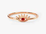 Guardian Evil Eye Garnet Birthstone Ring