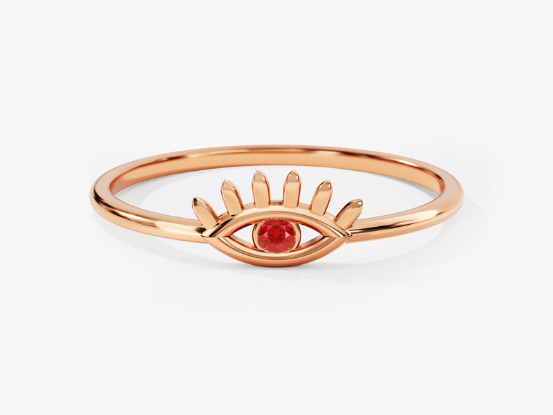 Guardian Evil Eye Ruby Birthstone Ring