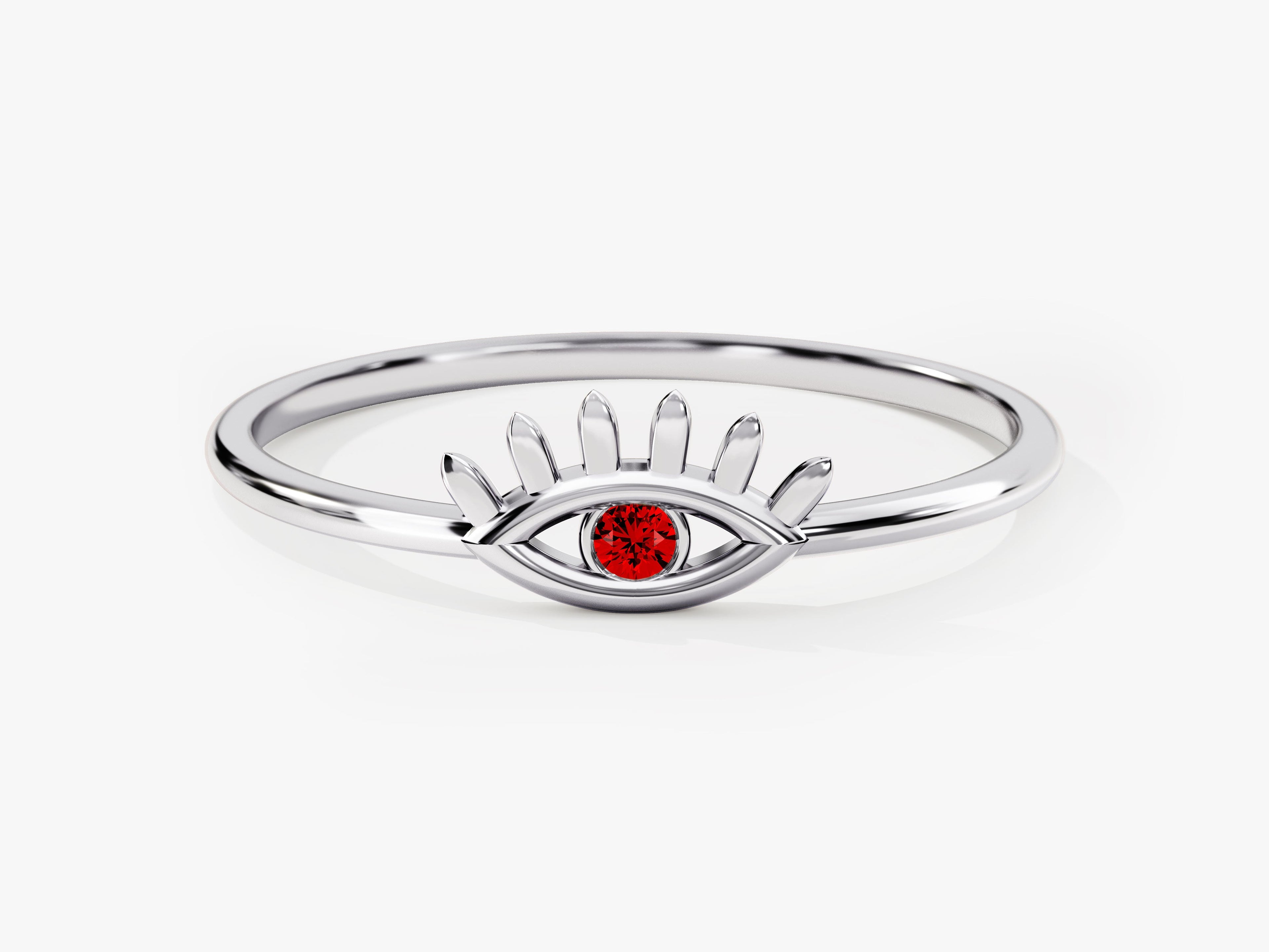 Guardian Evil Eye Garnet Birthstone Ring