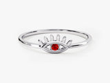 Guardian Evil Eye Garnet Birthstone Ring