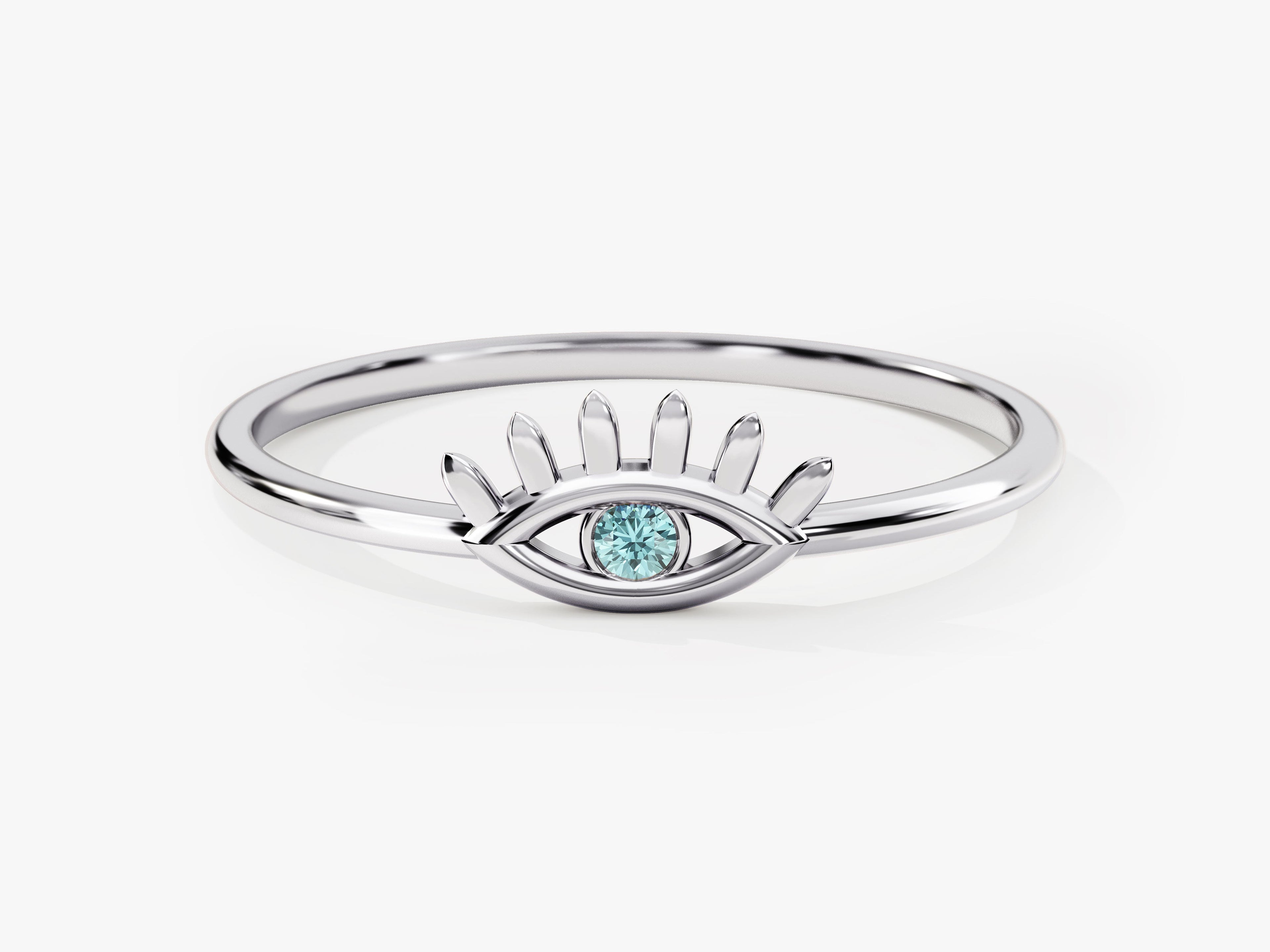 Guardian Evil Eye Aquamarine Birthstone Ring