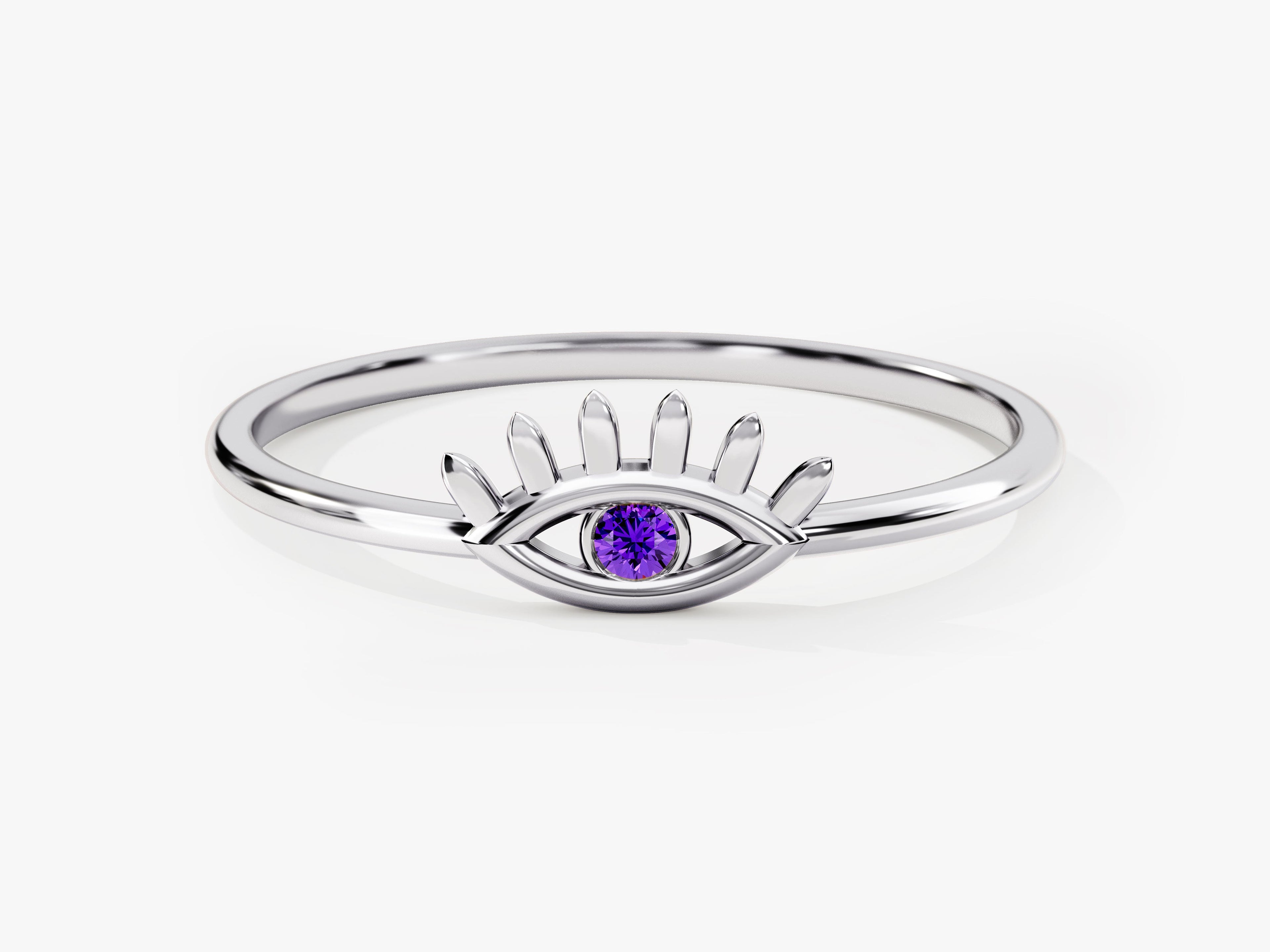 Guardian Evil Eye Amethyst Birthstone Ring