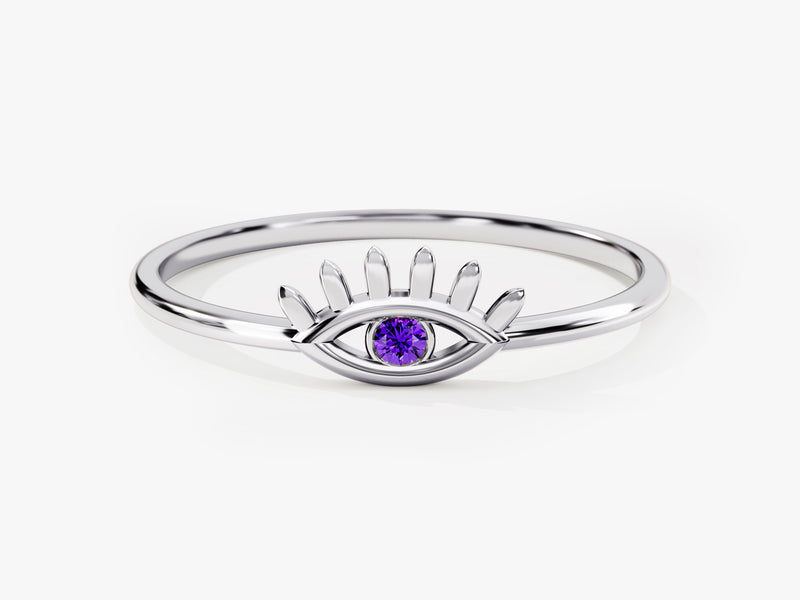 Guardian Evil Eye Amethyst Birthstone Ring