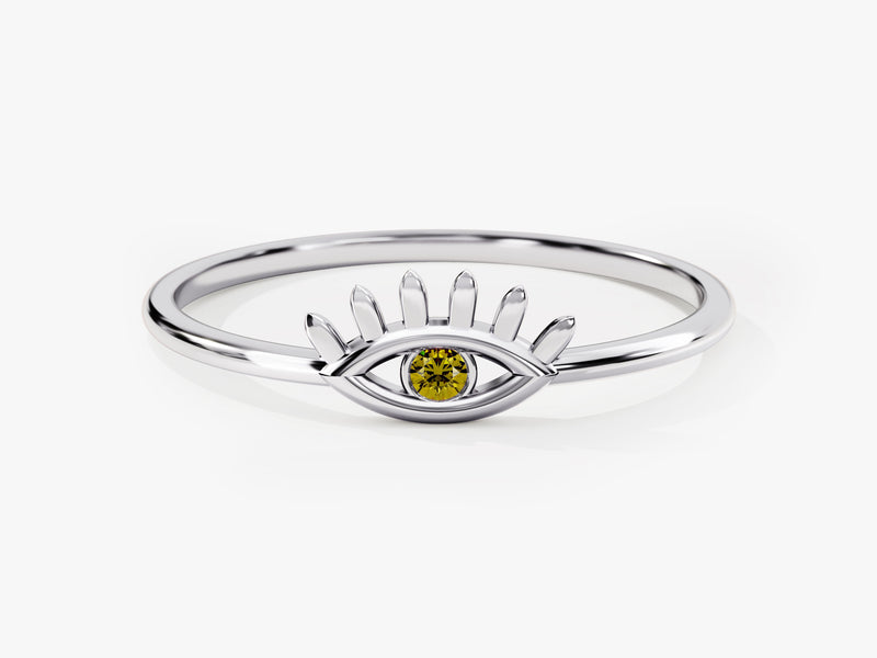 Guardian Evil Eye Peridot Birthstone Ring