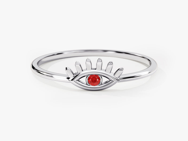 Guardian Evil Eye Ruby Birthstone Ring