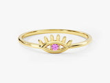 Guardian Evil Eye Pink Tourmaline Birthstone Ring