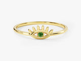 Guardian Evil Eye Emerald Birthstone Ring