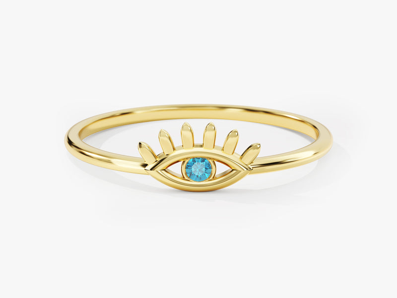 Guardian Evil Eye Blue Topaz Birthstone Ring