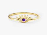 Guardian Evil Eye Amethyst Birthstone Ring